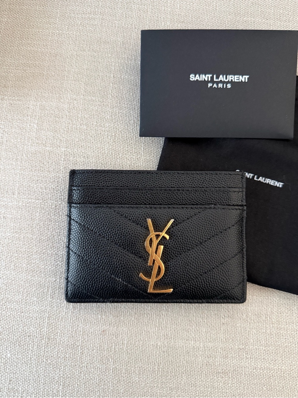 Saint Laurent Black Card Case with Gold YSL Monogram - Picture 6 of 11